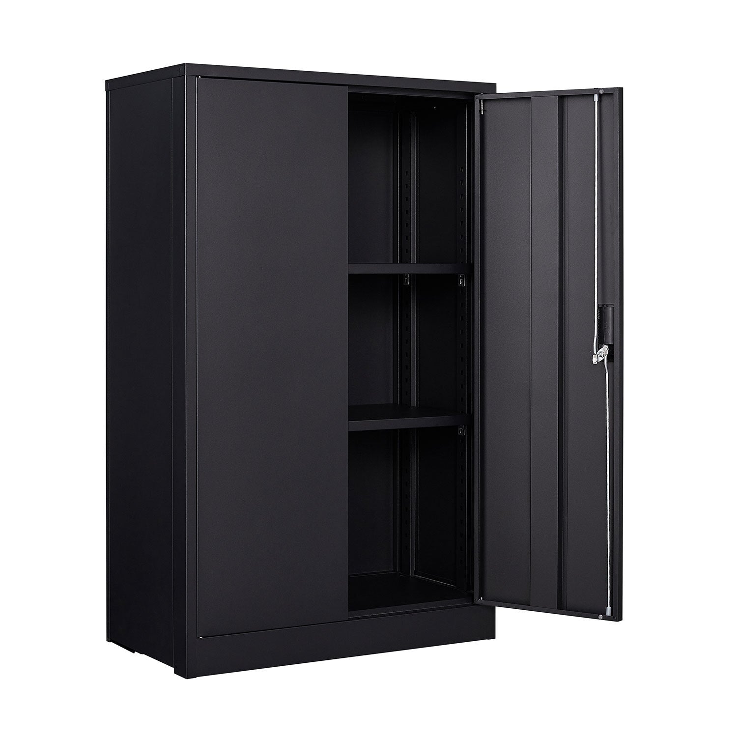 Storage Cabinet with Lock, 25.6 in, Black