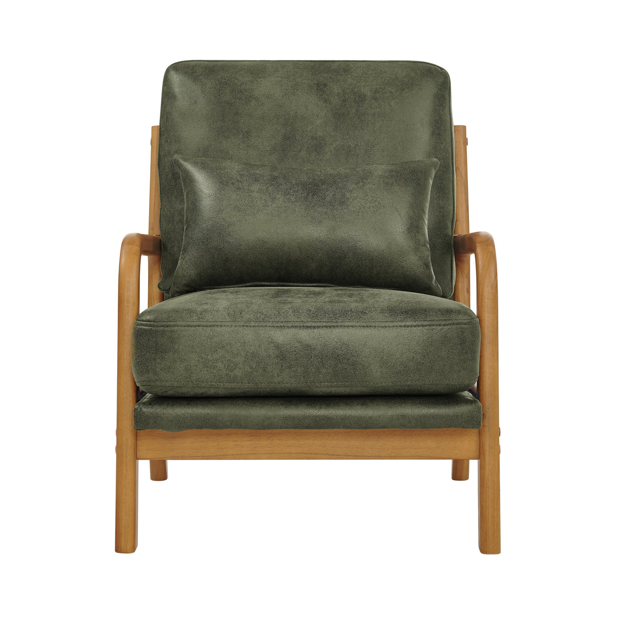 Olive Green Accent Chair, Lumbar Pillow