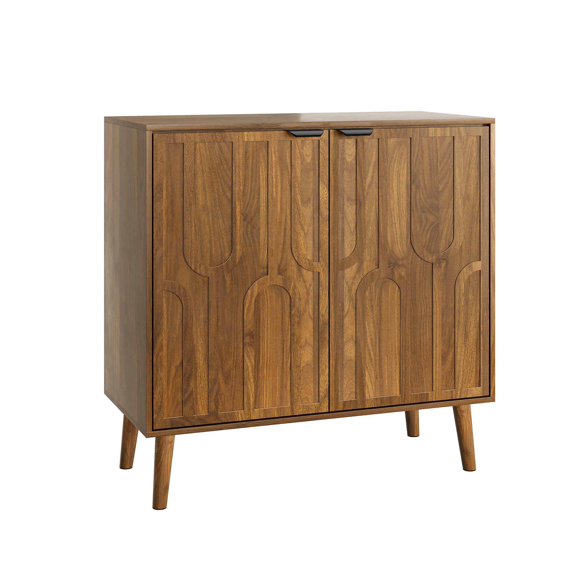 Farmhouse Coffee Bar Cabinet, 31.5" Walnut Sideboard with 2 Doors