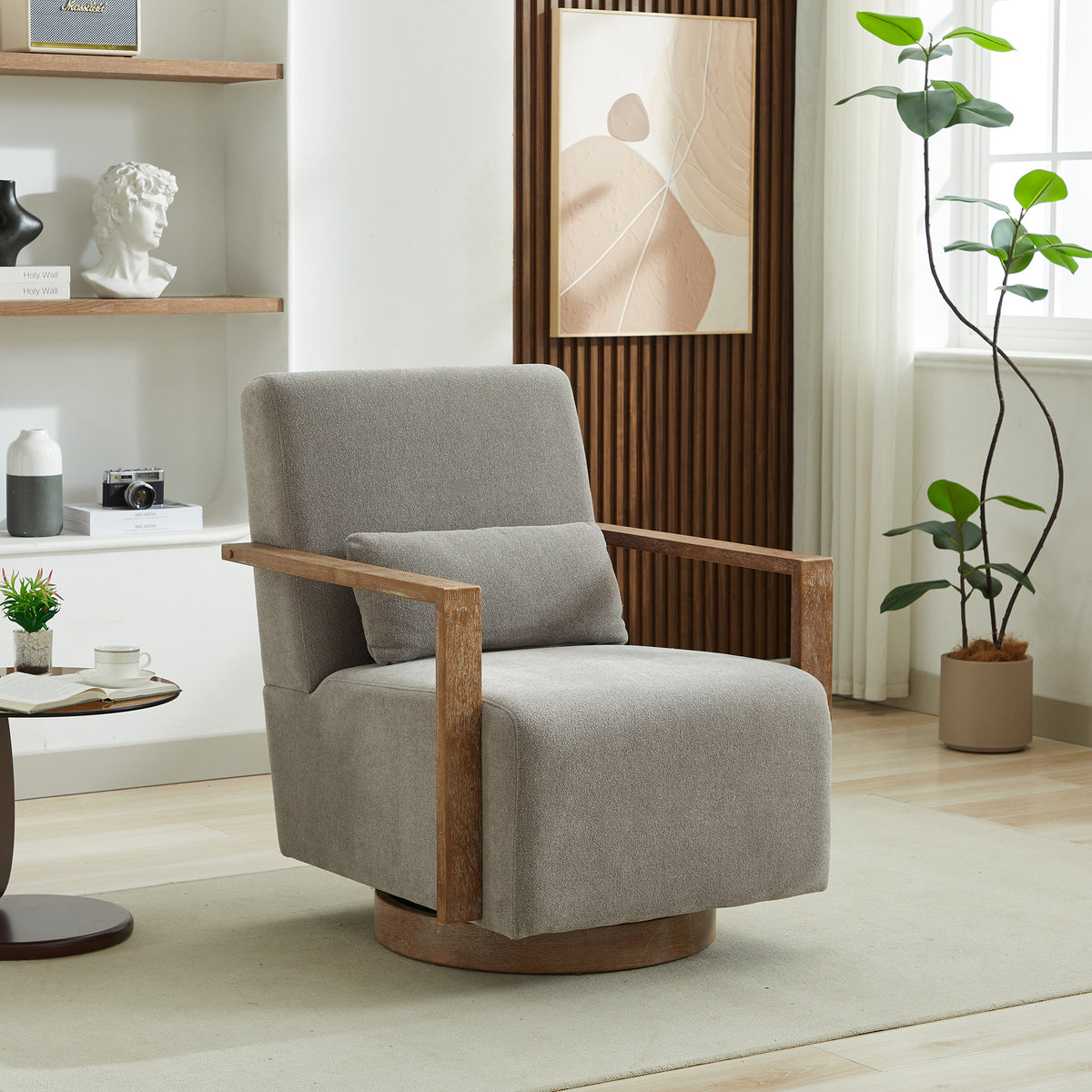 Gray Linen Swivel Accent Chair, Nursery