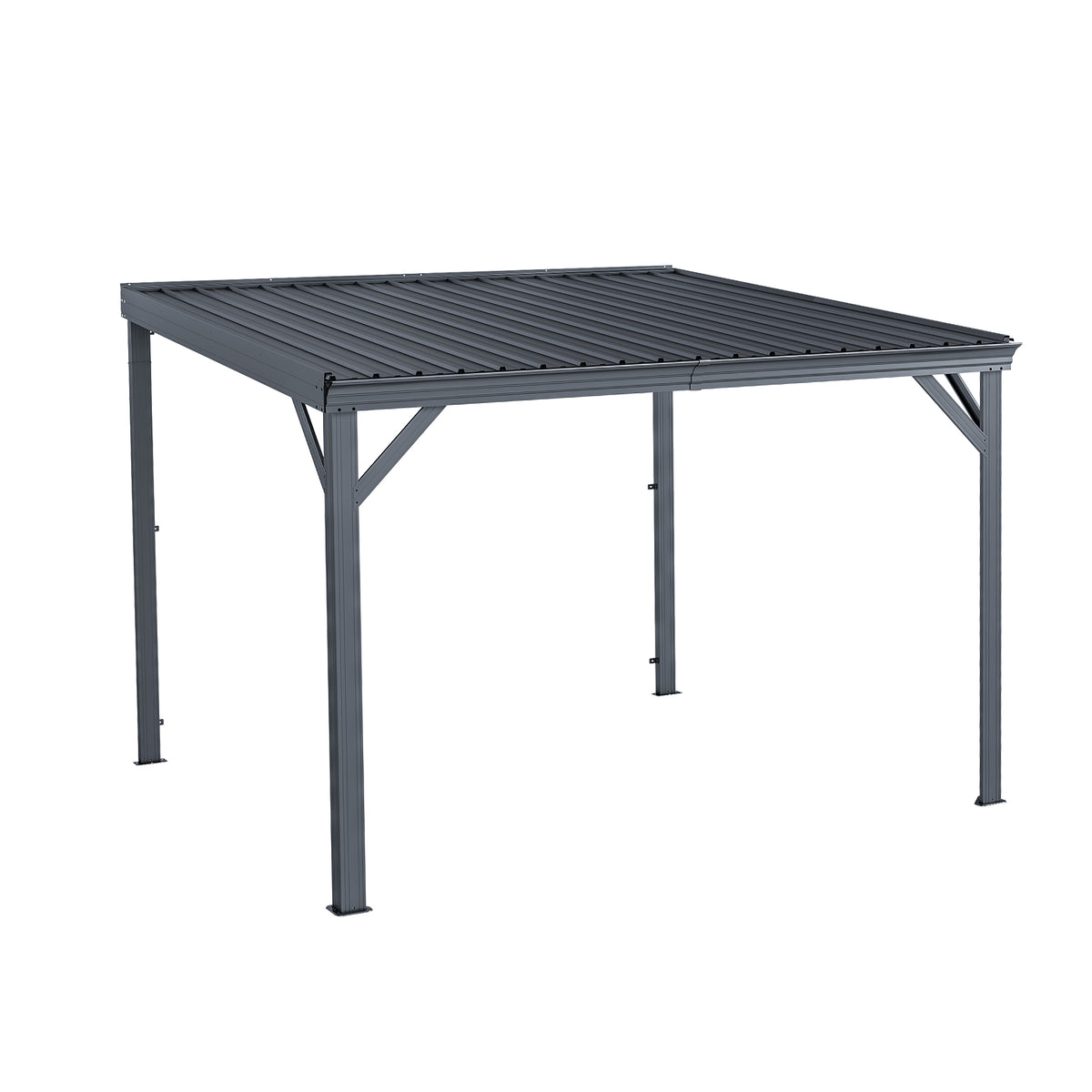 10x10 ft Gray Metal Lean-To Hardtop Gazebo
