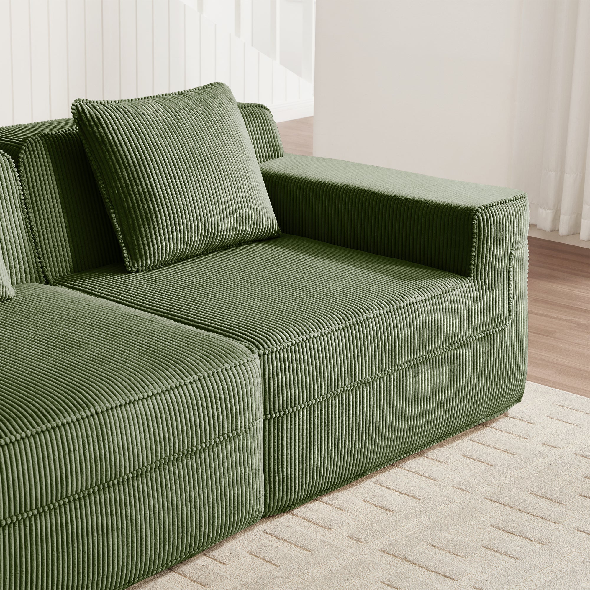 Hudson 3-Seat Boneless Couch in Olive #Color_Olive