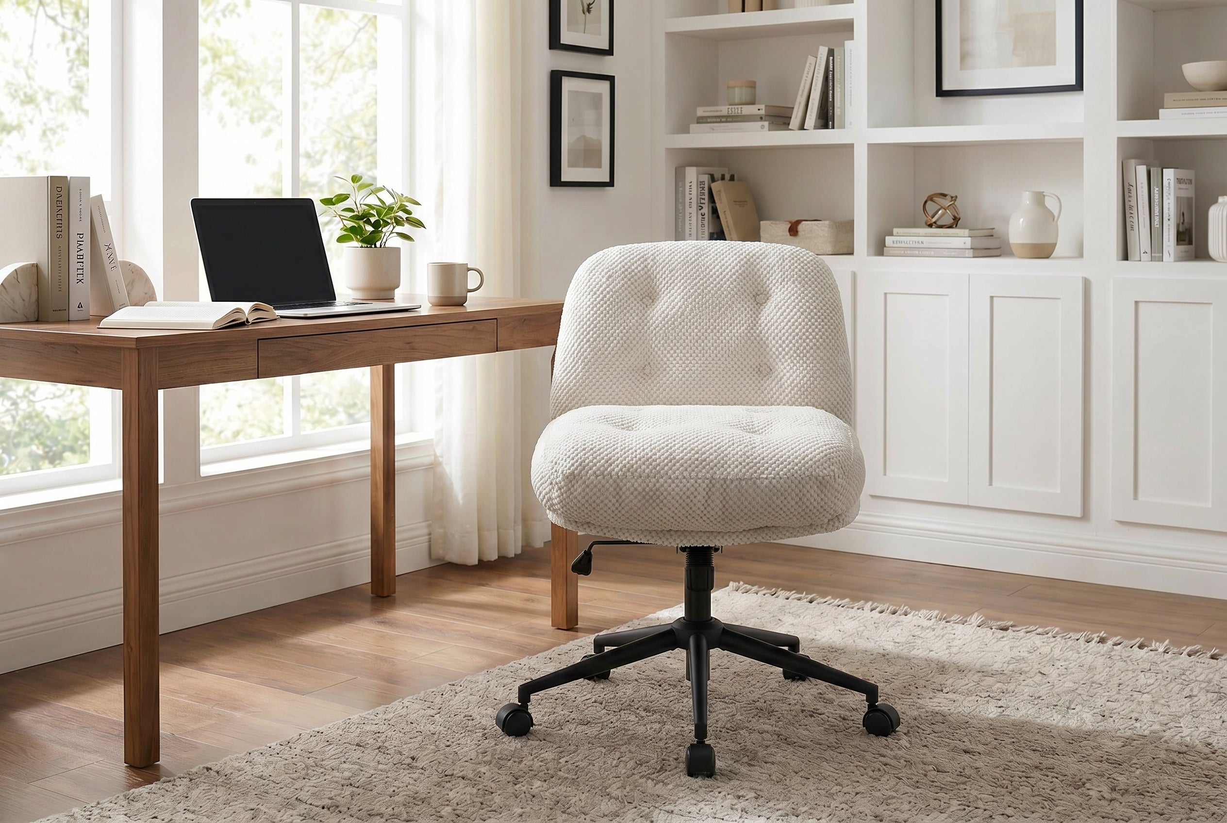Big and Tall Lumbar Support Office Chair, 300 lb Capacity, White