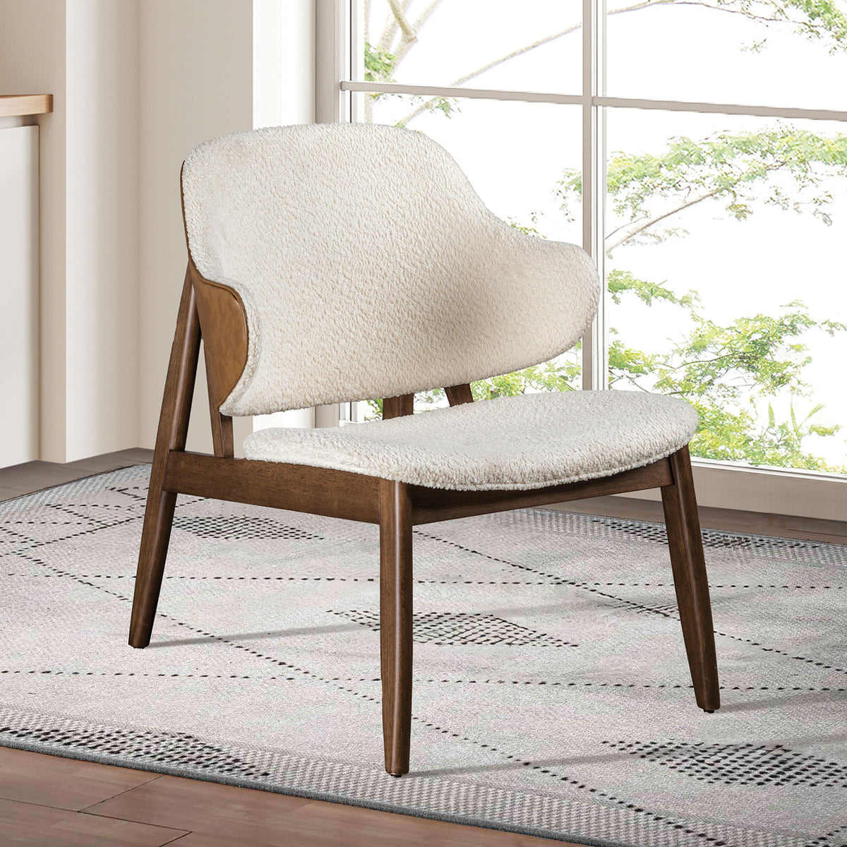 Beige Wingback Accent Chair