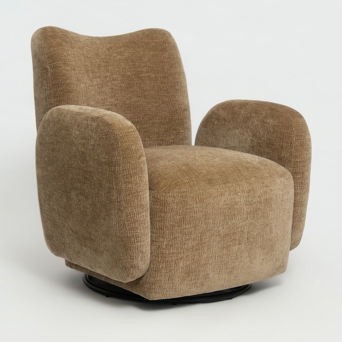 Camel Chenille Swivel Accent Chair