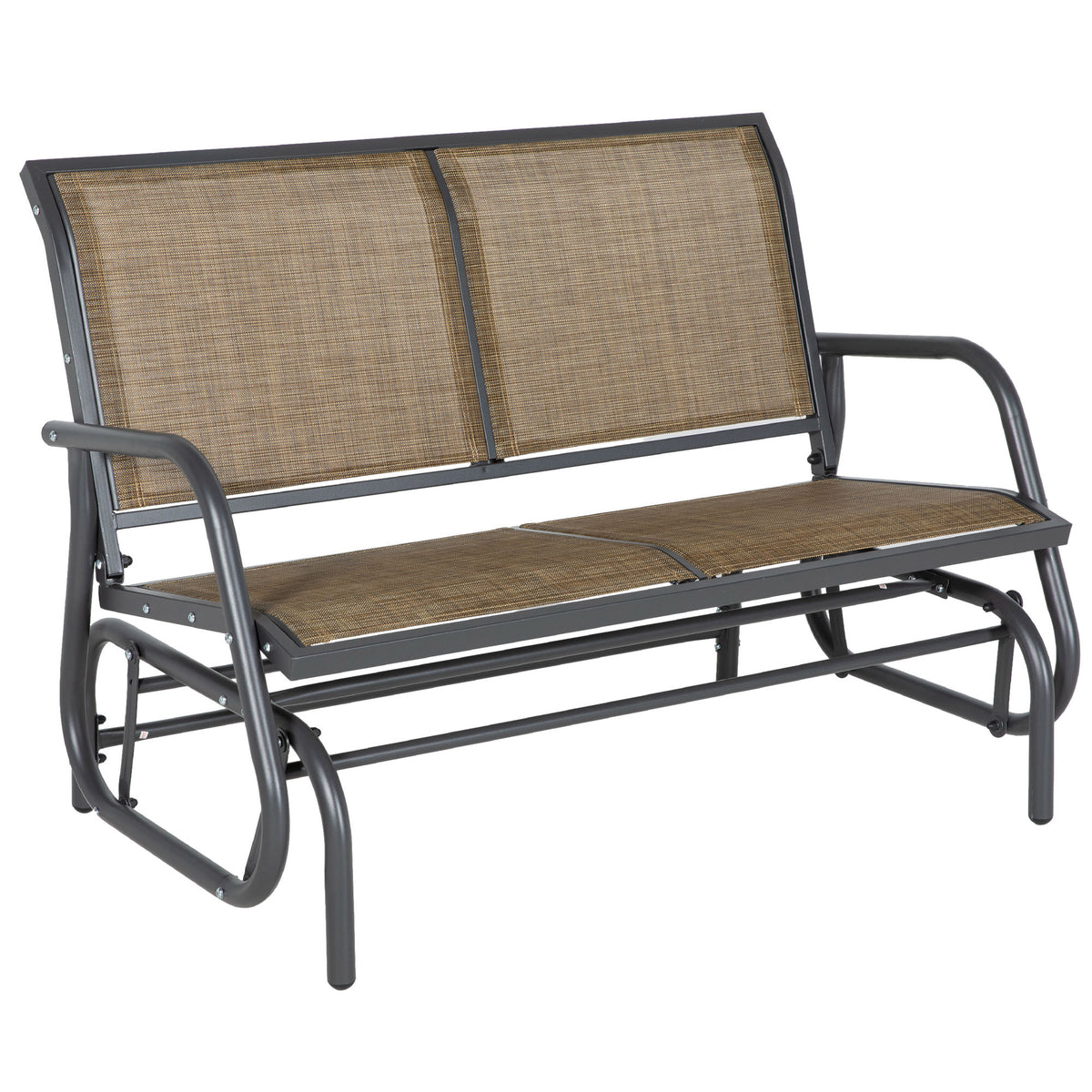 Brown Metal Outdoor Glider Bench