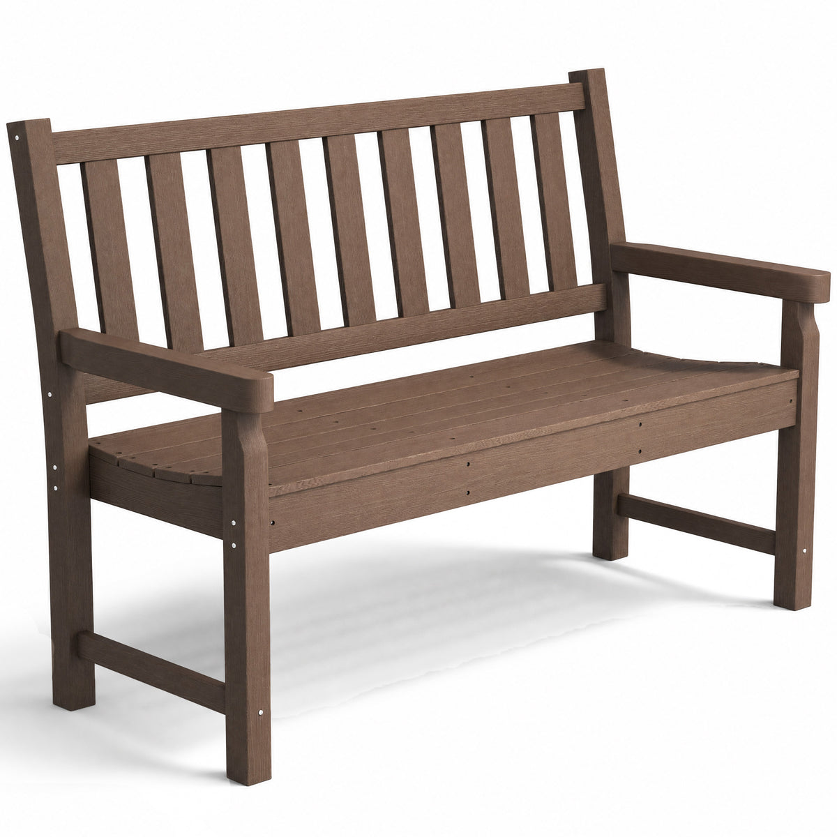 Brown HDPE Outdoor Bench, 48.8 in Wide