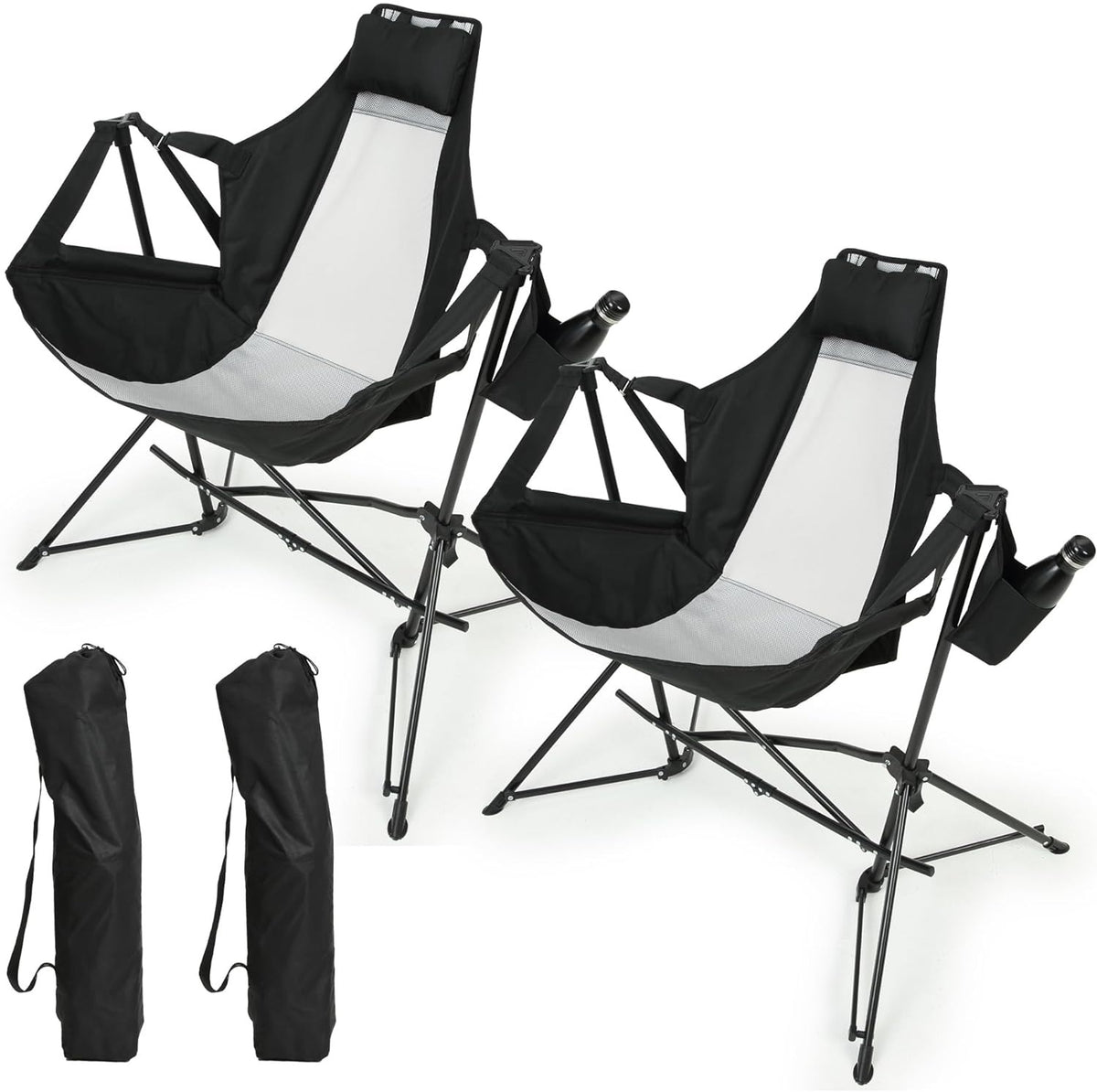 Black Metal Folding Hammock Chair, Set of 2
