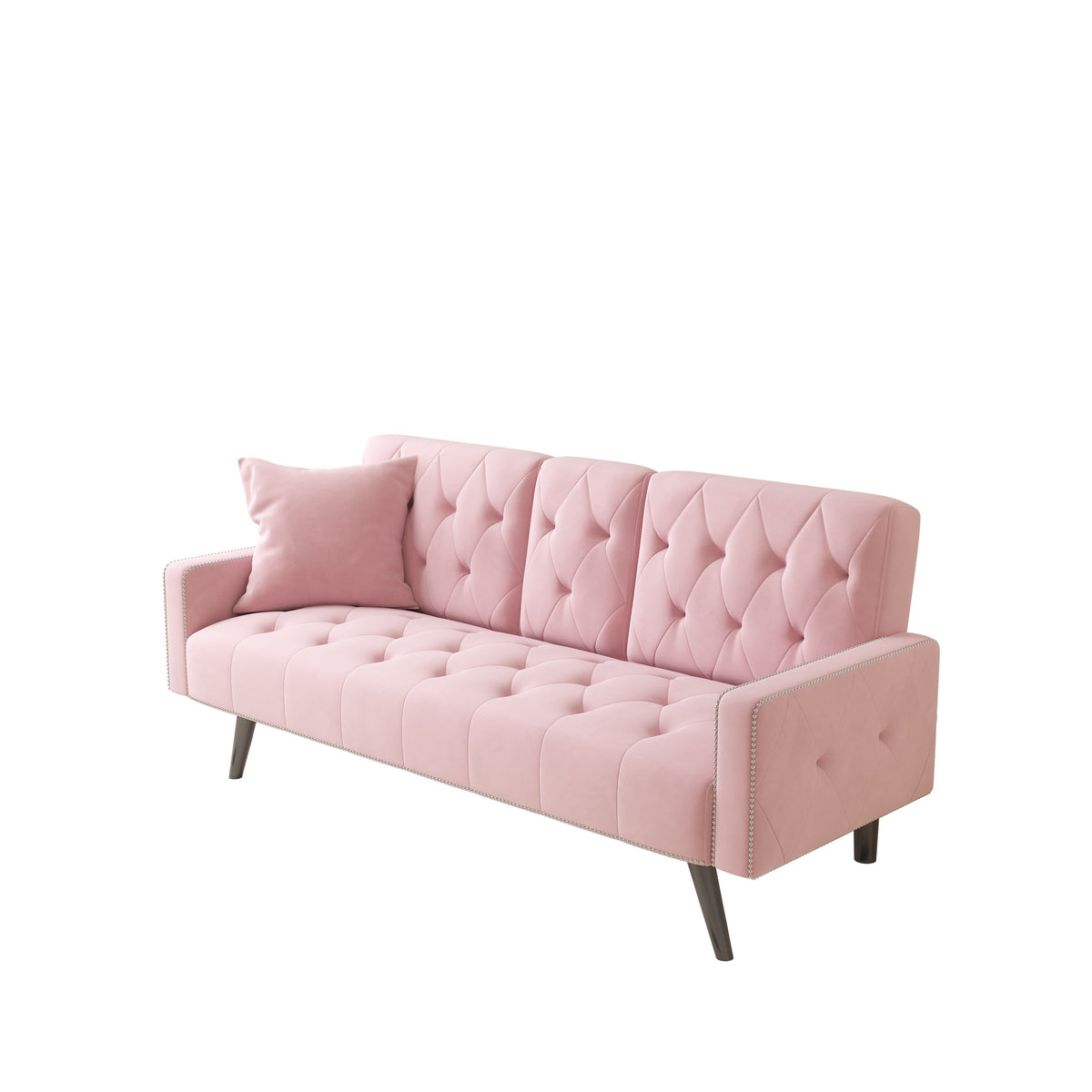 Pink Velvet 2-Seat Sleeper Sofa, 72 in Wide