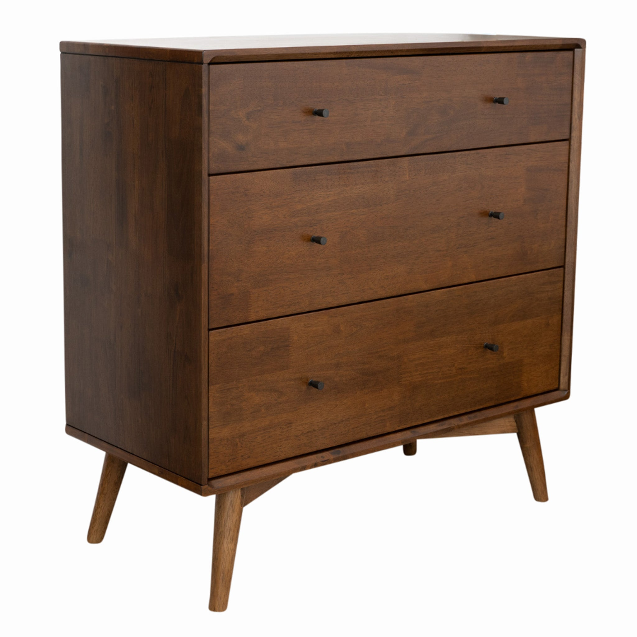 Solid Wood 3-Drawer Dresser, Mid-Century Brown