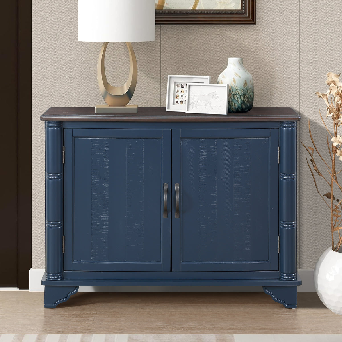 Navy Blue Entryway Console Table with Storage, 40 in Wide