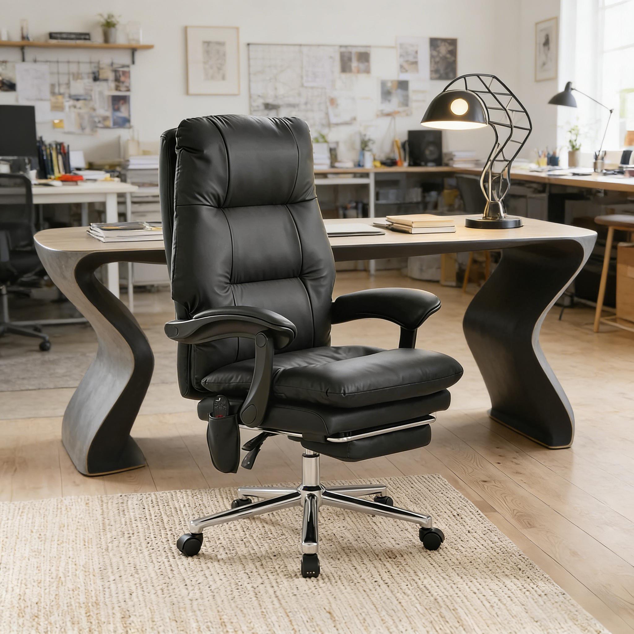 Massage Reclining Office Chair, 264 lb Capacity, Black