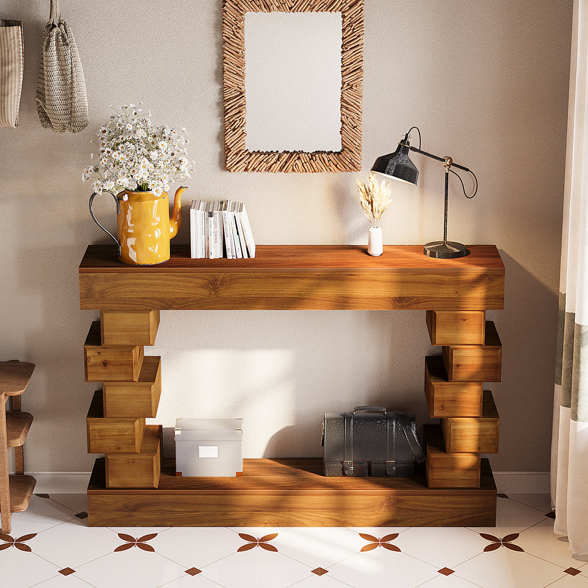 Natural Console Table, 47.2 in Wide