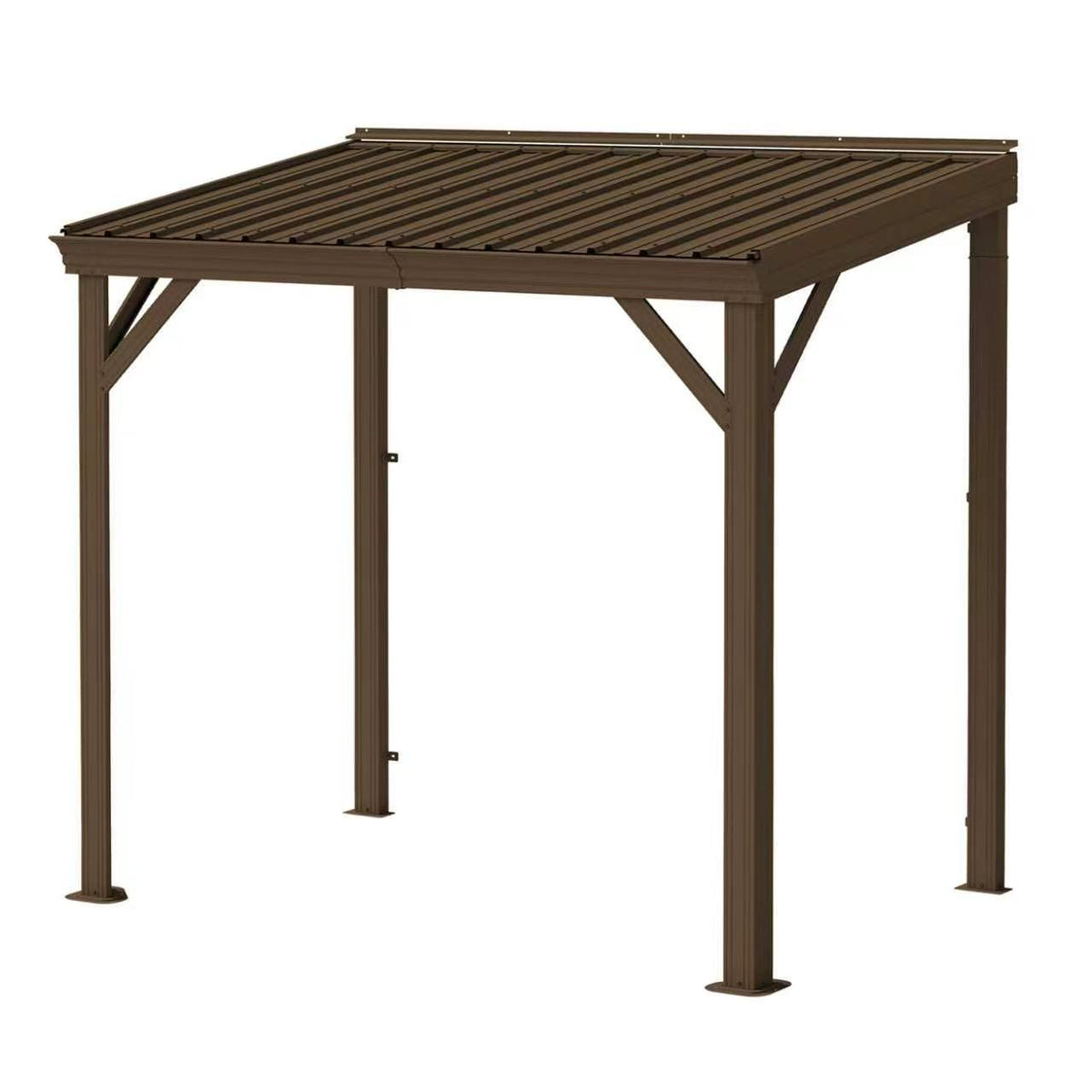 5x8 ft Brown Metal Lean-To Hardtop Gazebo