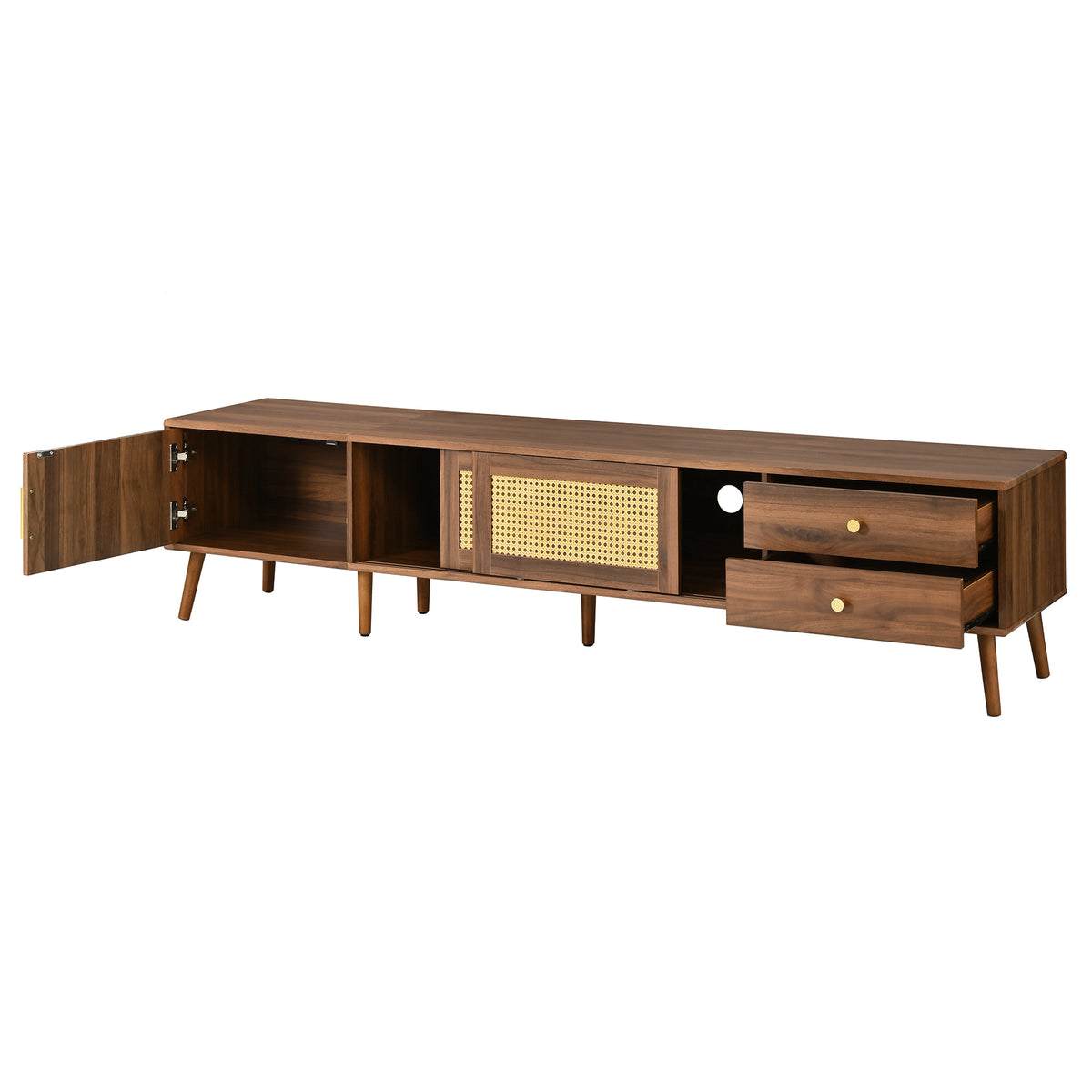 Natural TV Stand for TVs up to 85 in, 76.7 in Wide, Woven
