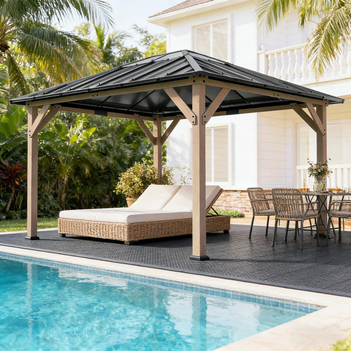 Solid Wood Hardtop Gazebo, 10x12.1 ft
