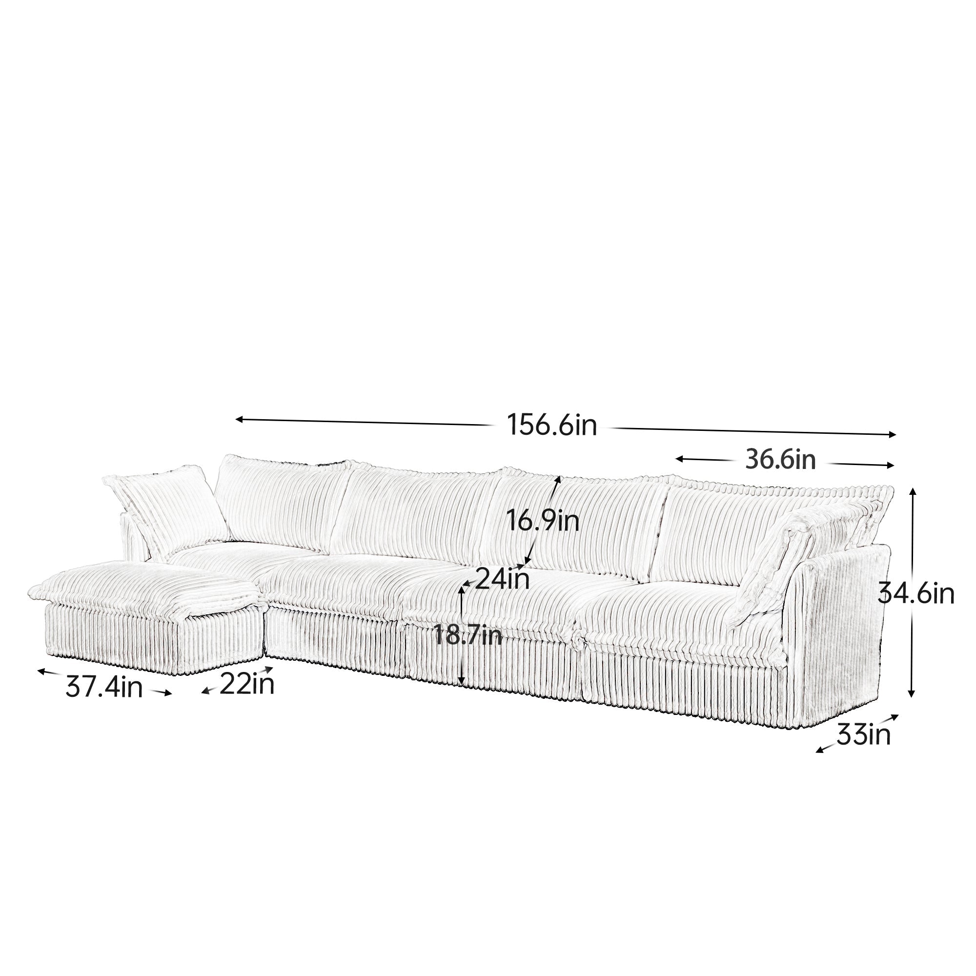 Fluffy 4-Seat Modular Sofa