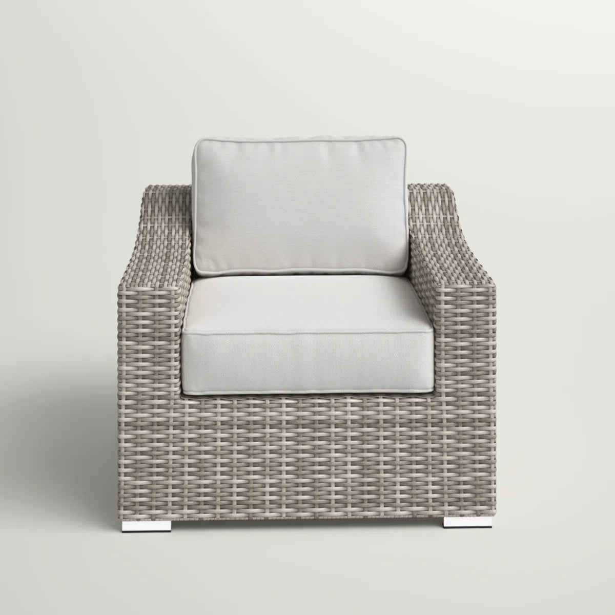 Gray Wicker Patio Chair with Cushions