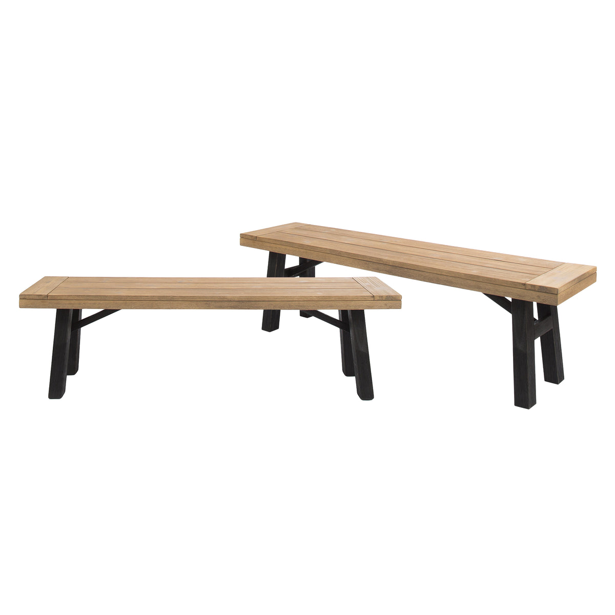 Gray Solid Wood Outdoor Bench, 63 in Wide, 17.8 in Tall