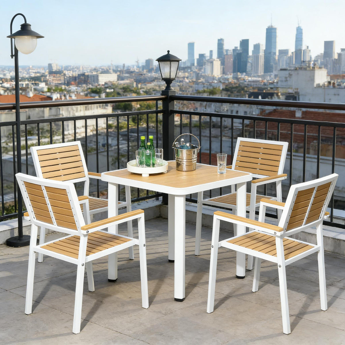 White Aluminum 5-Piece Patio Dining Set