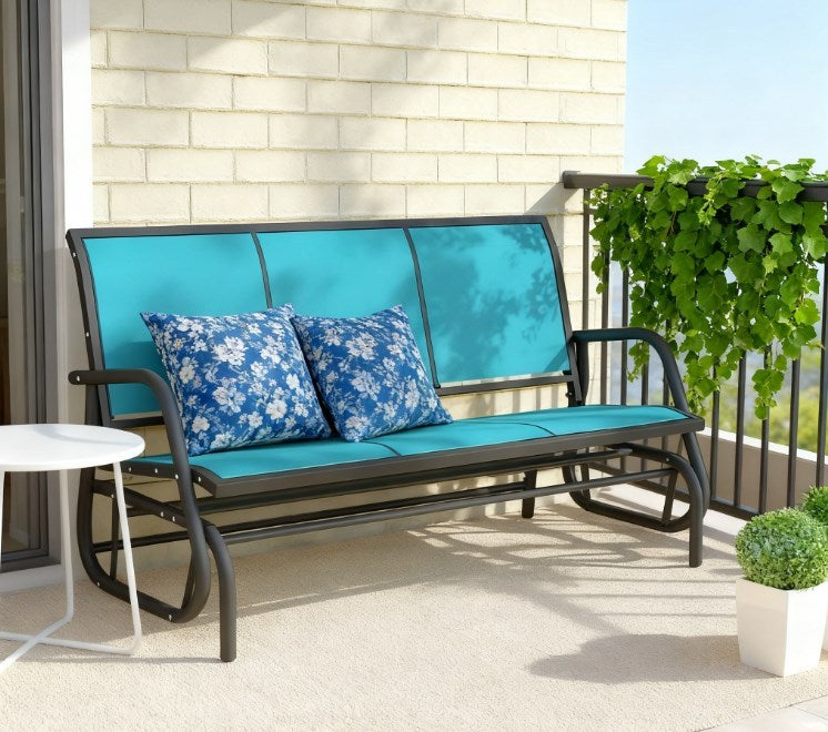 Gray Metal Outdoor Glider Bench, 27.6 in Deep