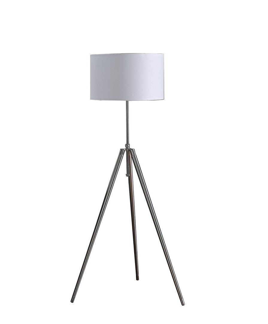 Floor Lamp, Mid-Century Tripod Metal, Silver