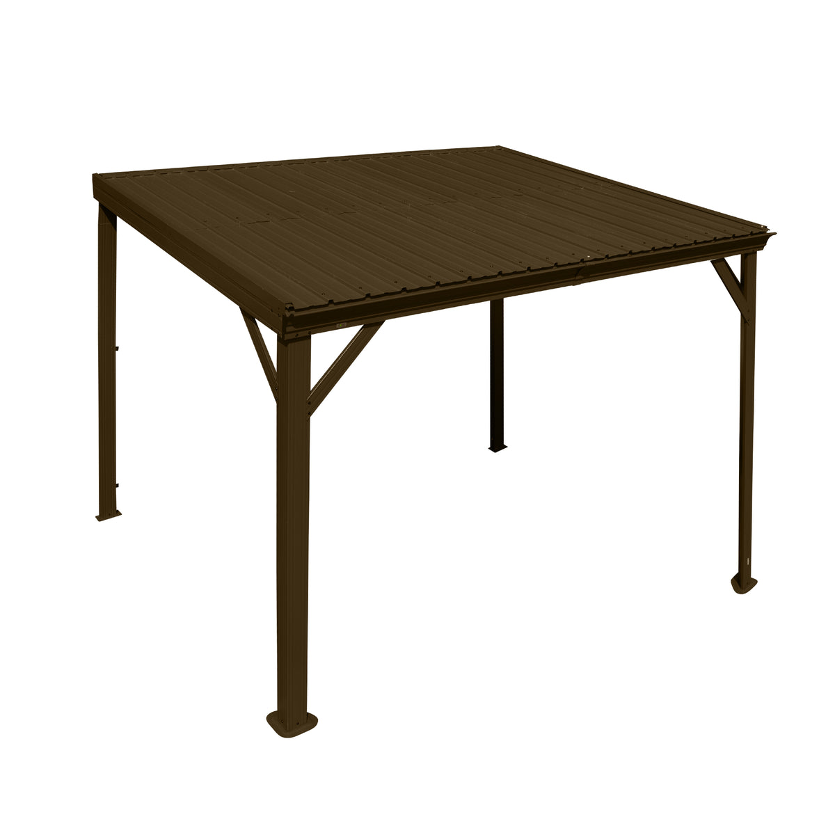 8x10 ft Brown Metal Lean-To Hardtop Gazebo