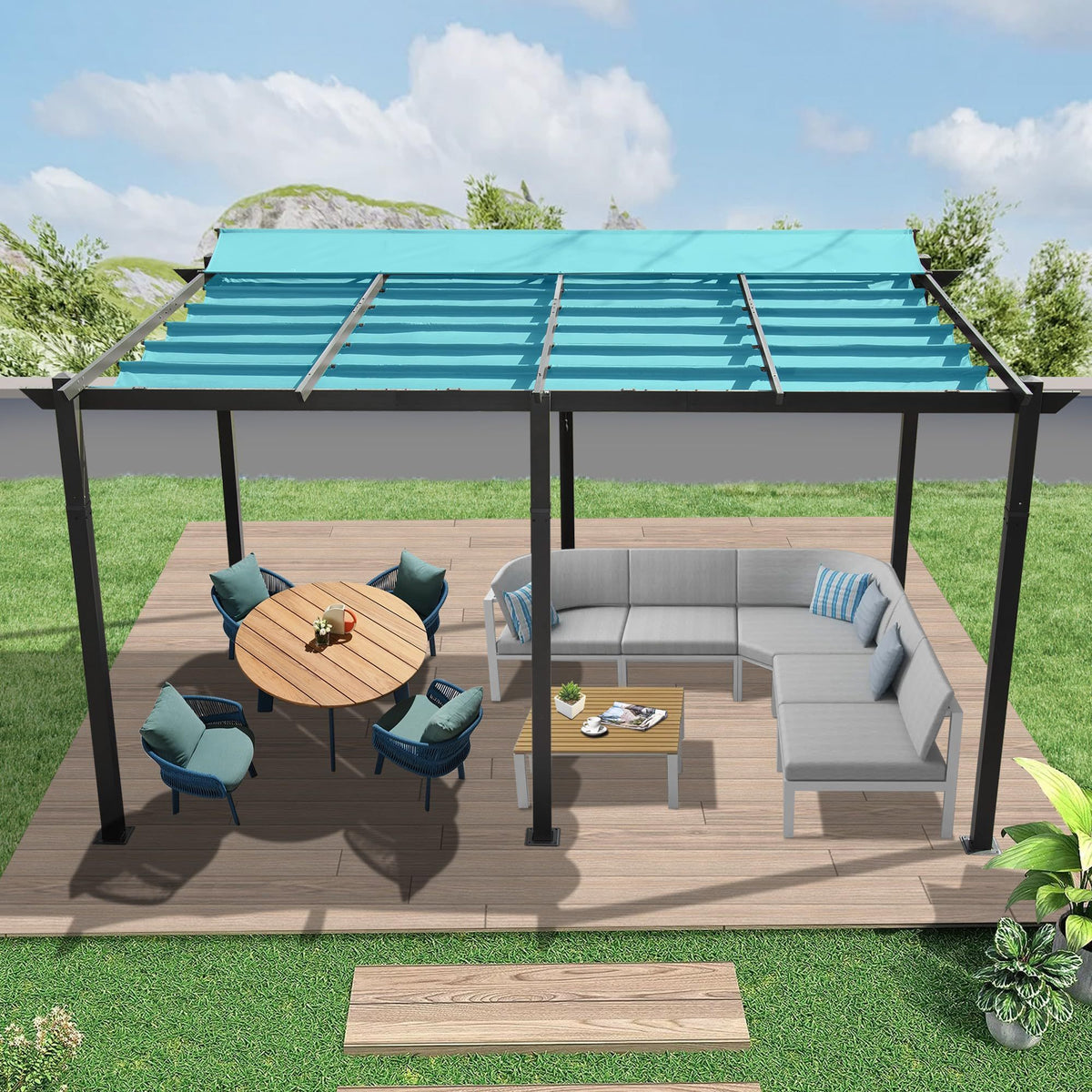 11x16 ft Blue Aluminum Pergola