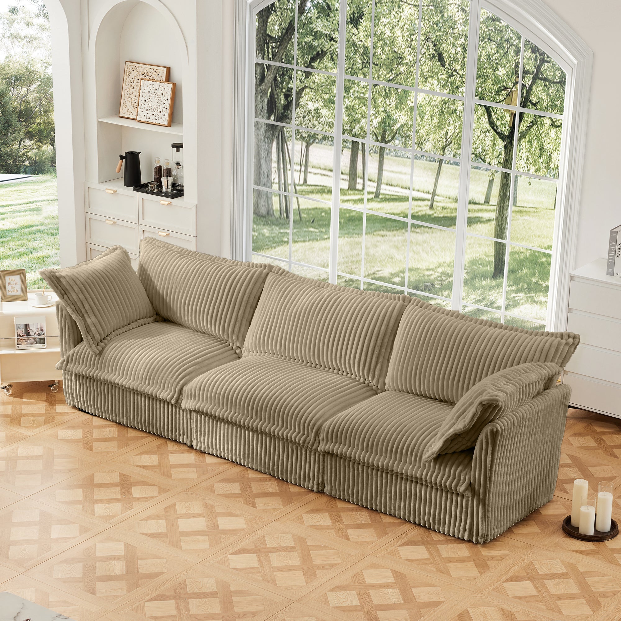 Fluffy 3-Seat Modular Sofa in Corduroy Camel #OttOnly_0 #Fabric_Corduroy Camel