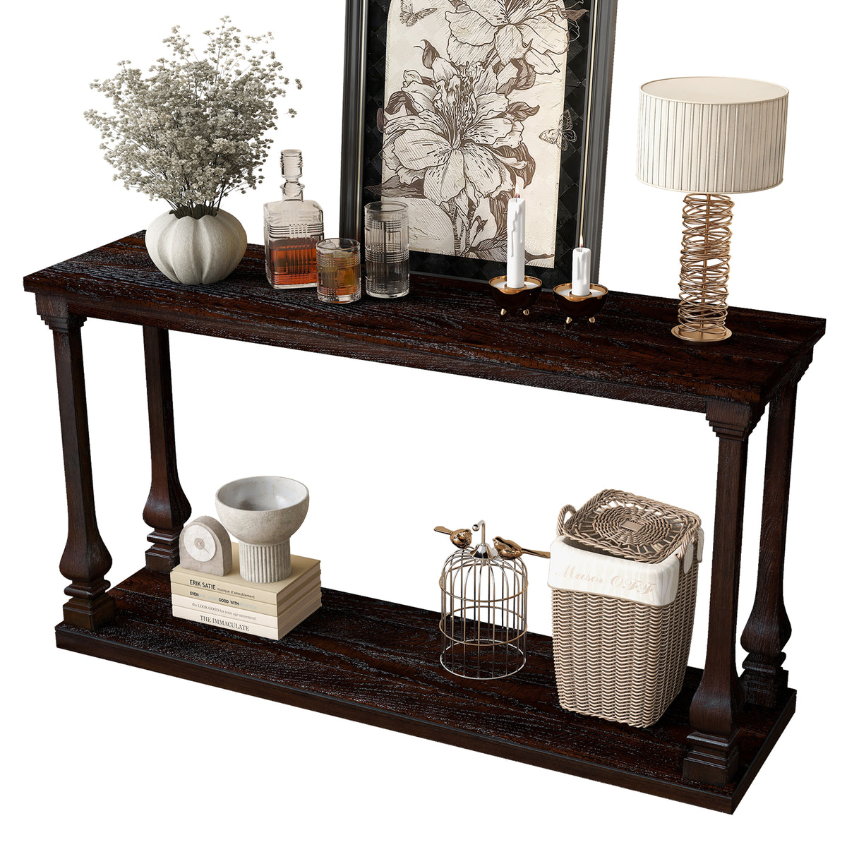 Espresso Entryway Console Table, 59 in Wide