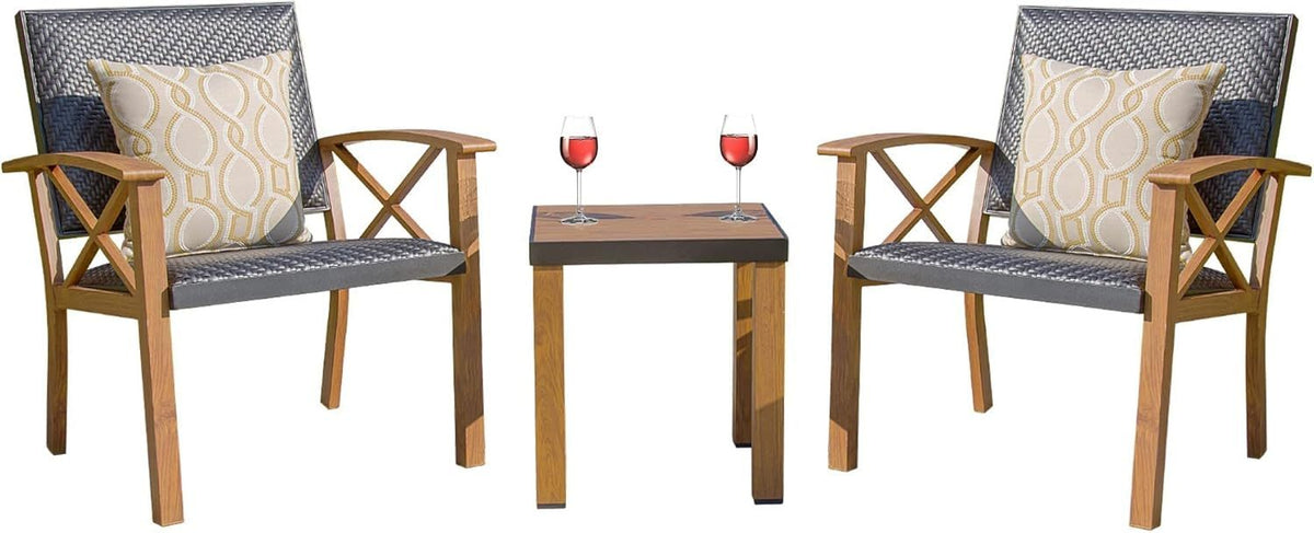 Yellow Brown Aluminum 3-Piece Bistro Set