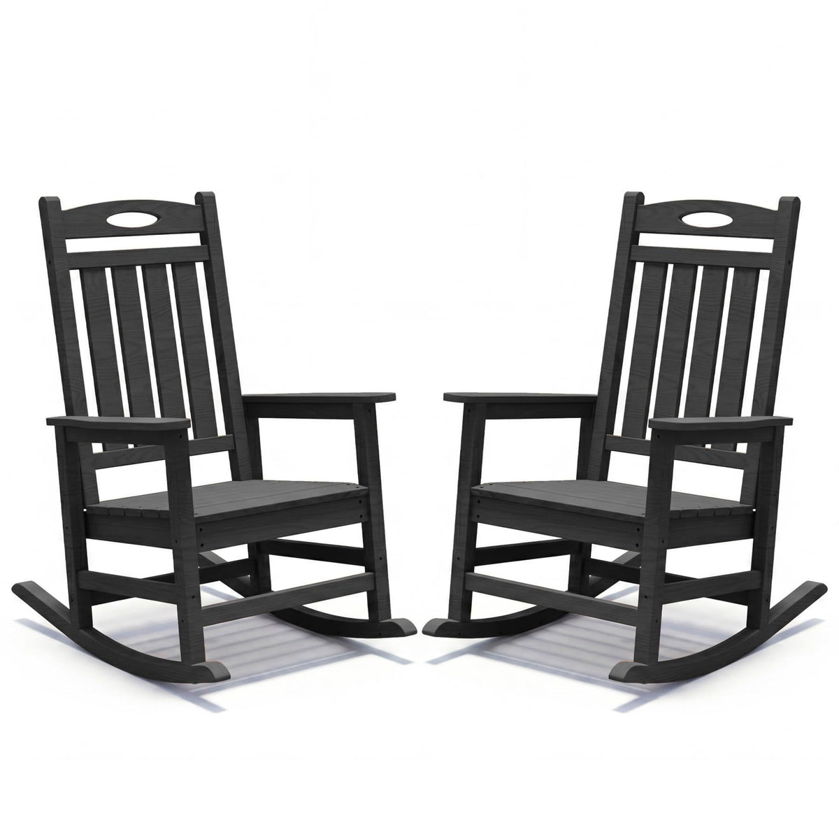 Black HDPE Outdoor Rocking Chair, Set of 2