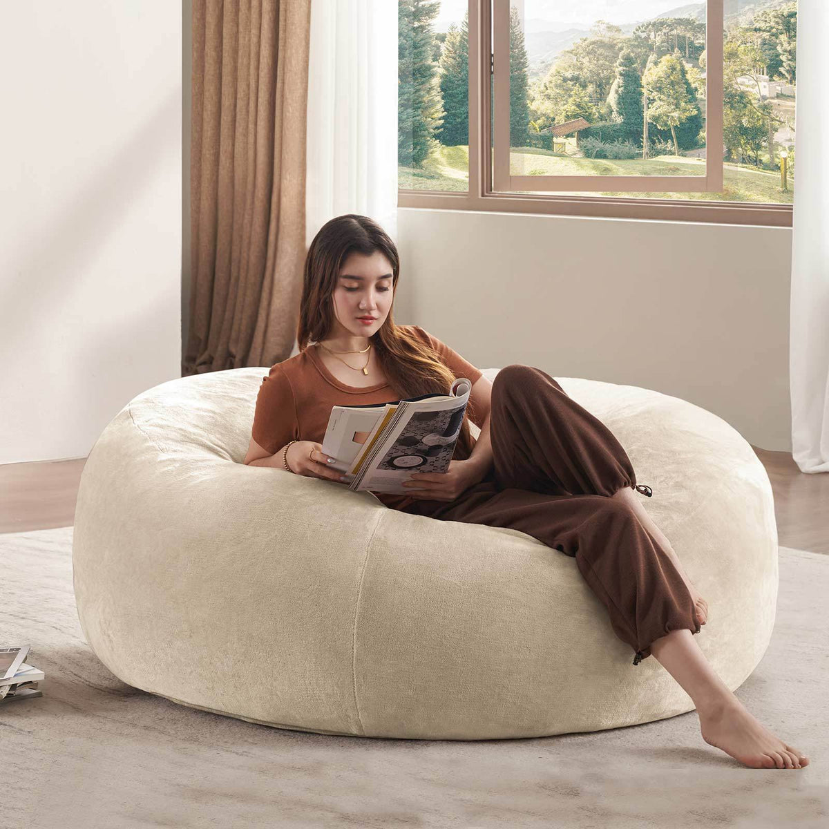 Beige Bean Bag Chair