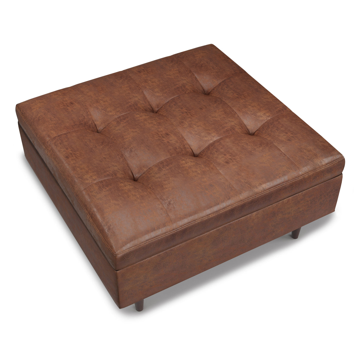 Dark Brown Square Coffee Table with Storage, 38.2 in