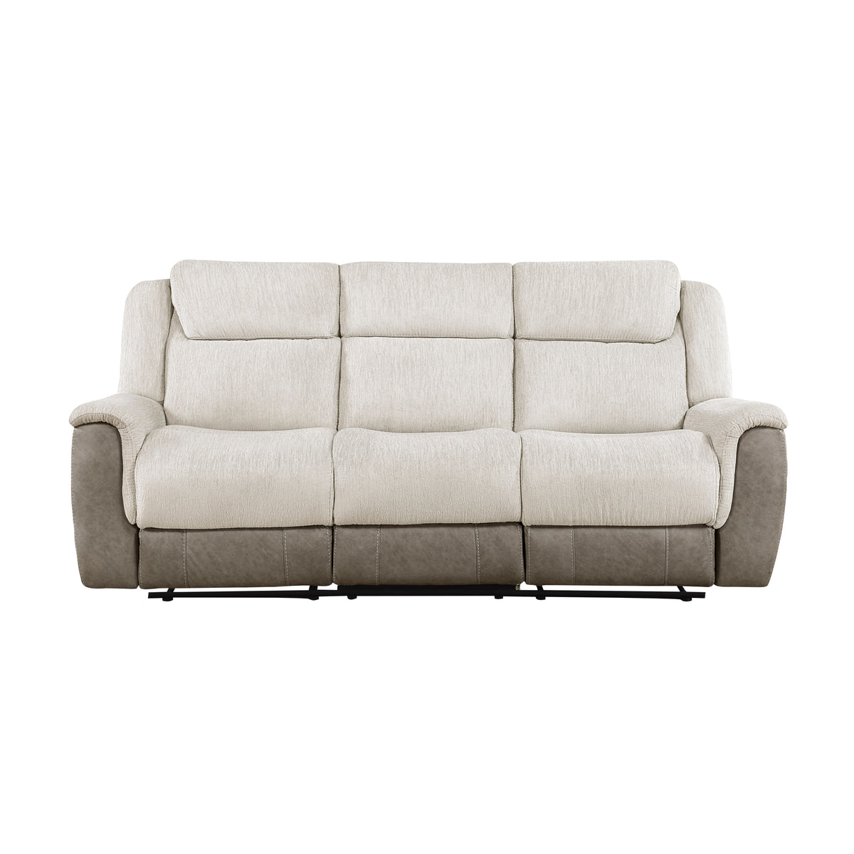 Beige Chenille Reclining Sofa, 86 in Wide