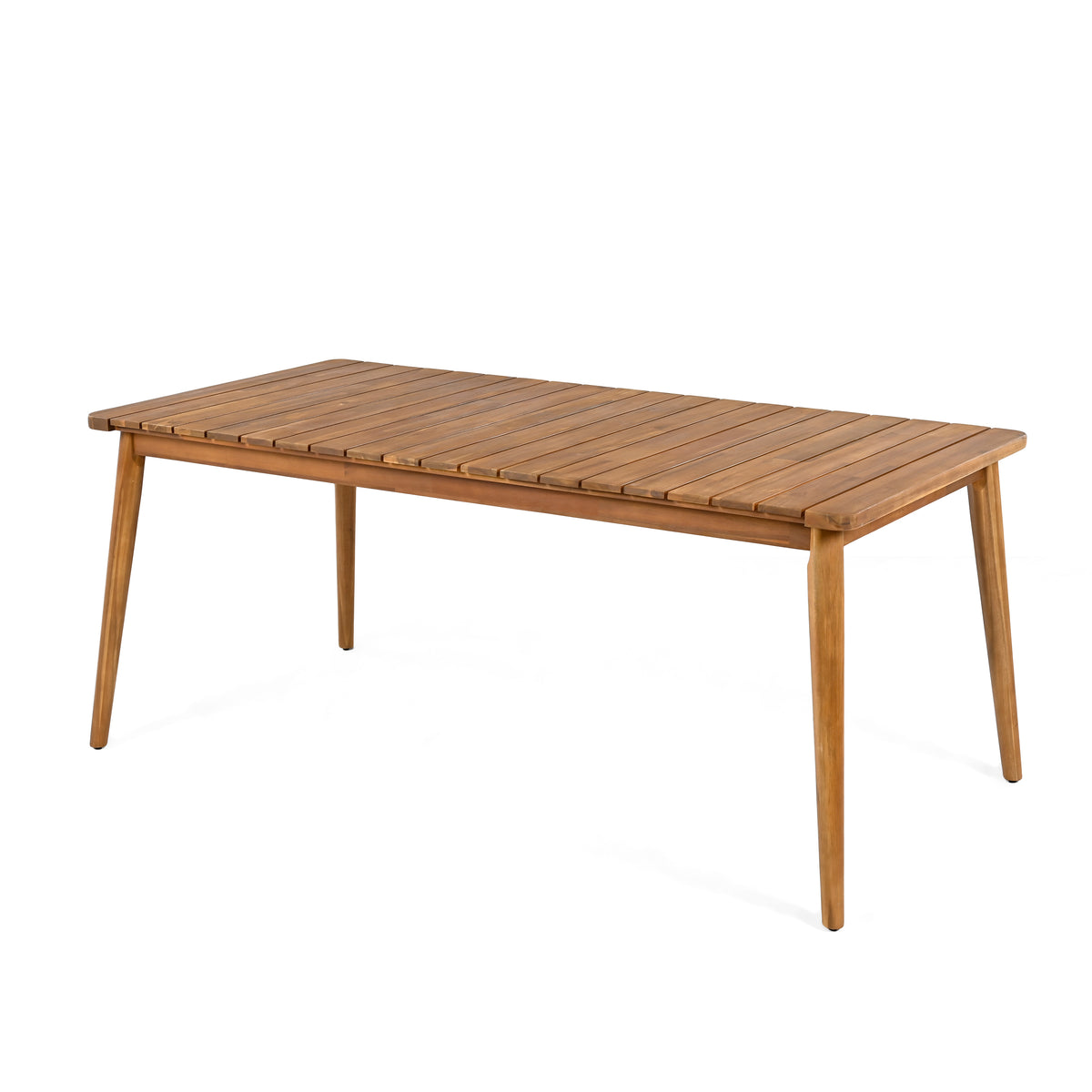 Teak Finish Solid Wood Outdoor Dining Table, 69.3 in Wide