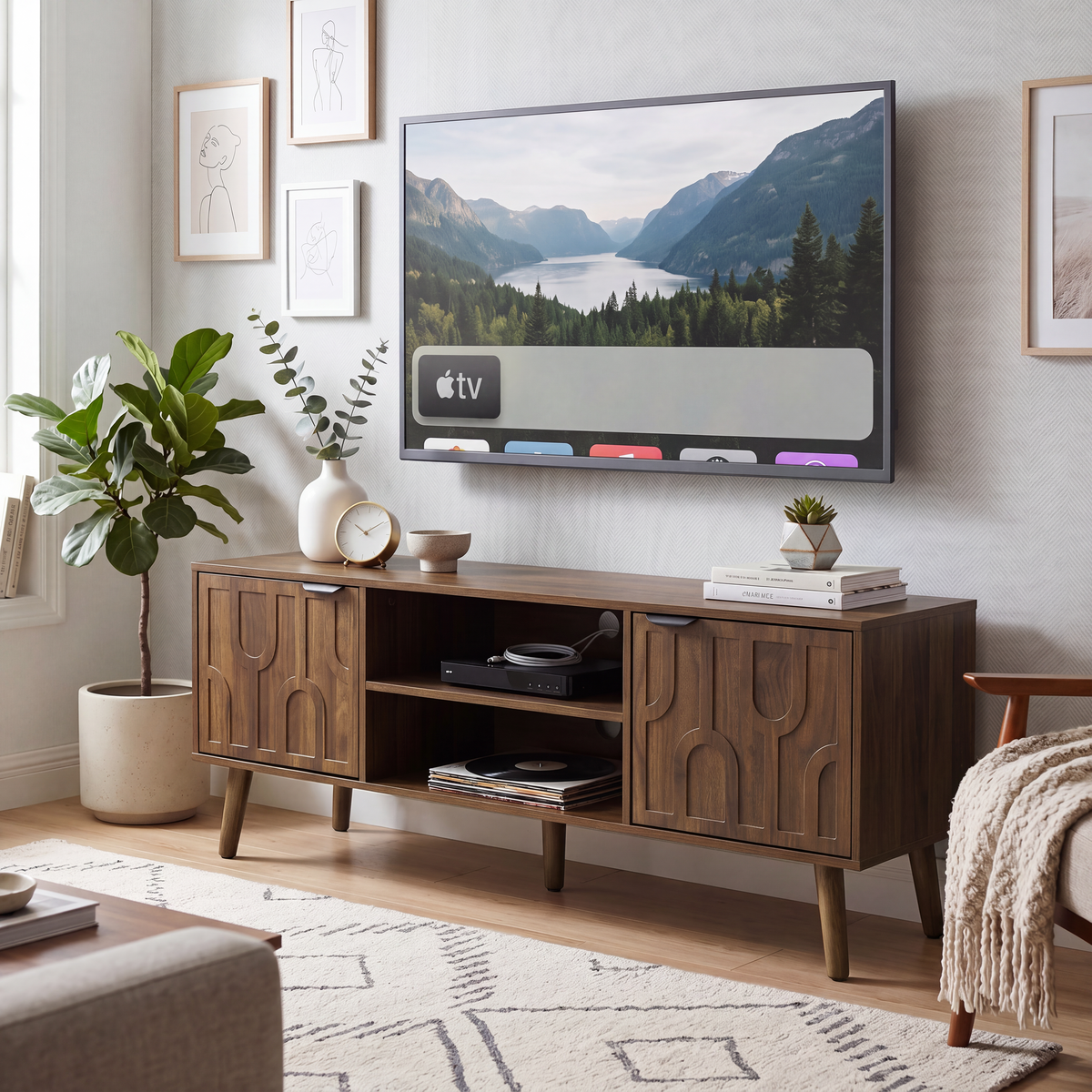 Walnut Entertainment Center, 47.2 in Wide