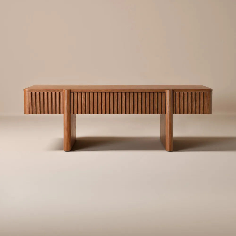 47" Solid Ash Wood Coffee Table with Hidden Storage