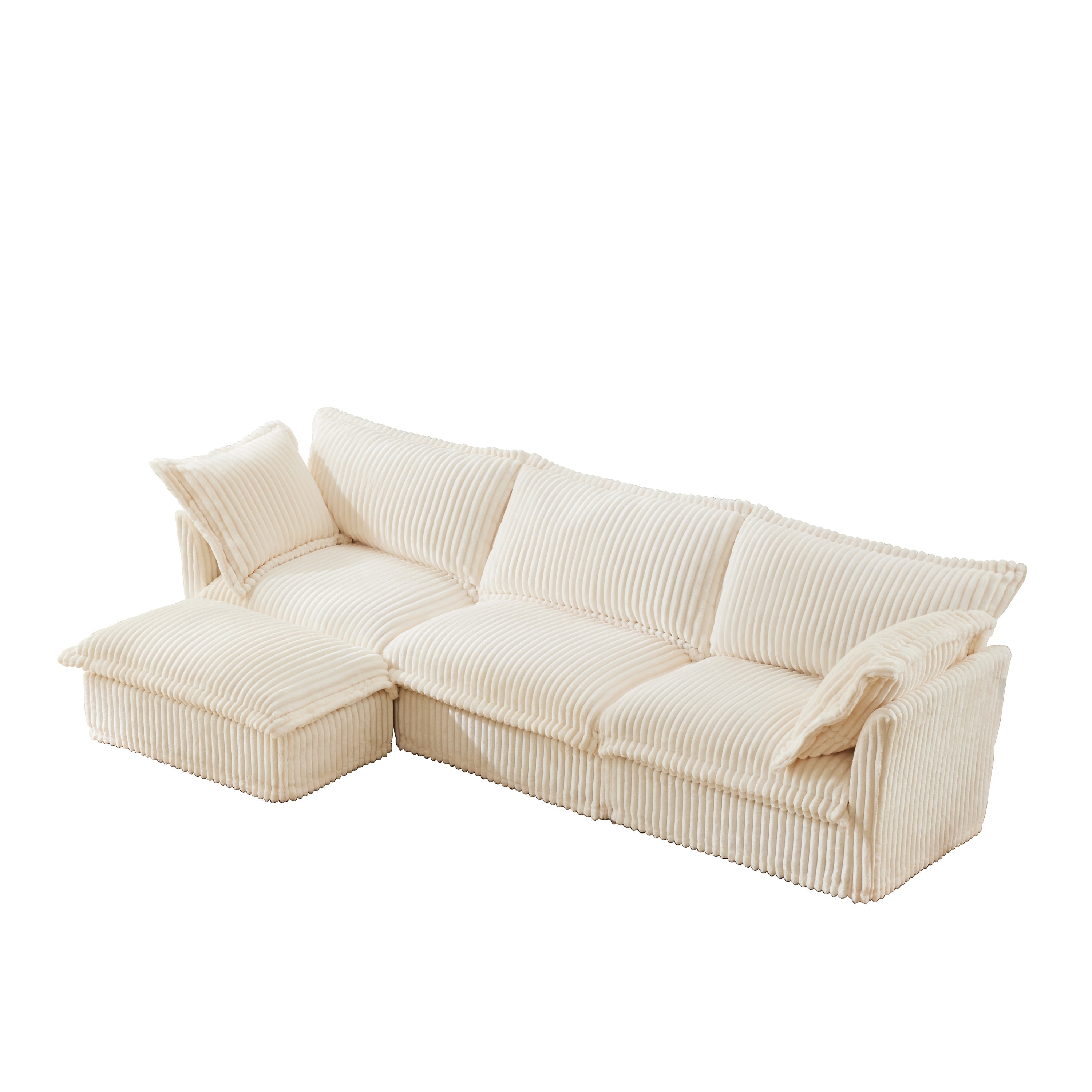 Fluffy 3-Seat Modular Sofa in Corduroy Cream #OttOnly_1 #Fabric_Corduroy Cream