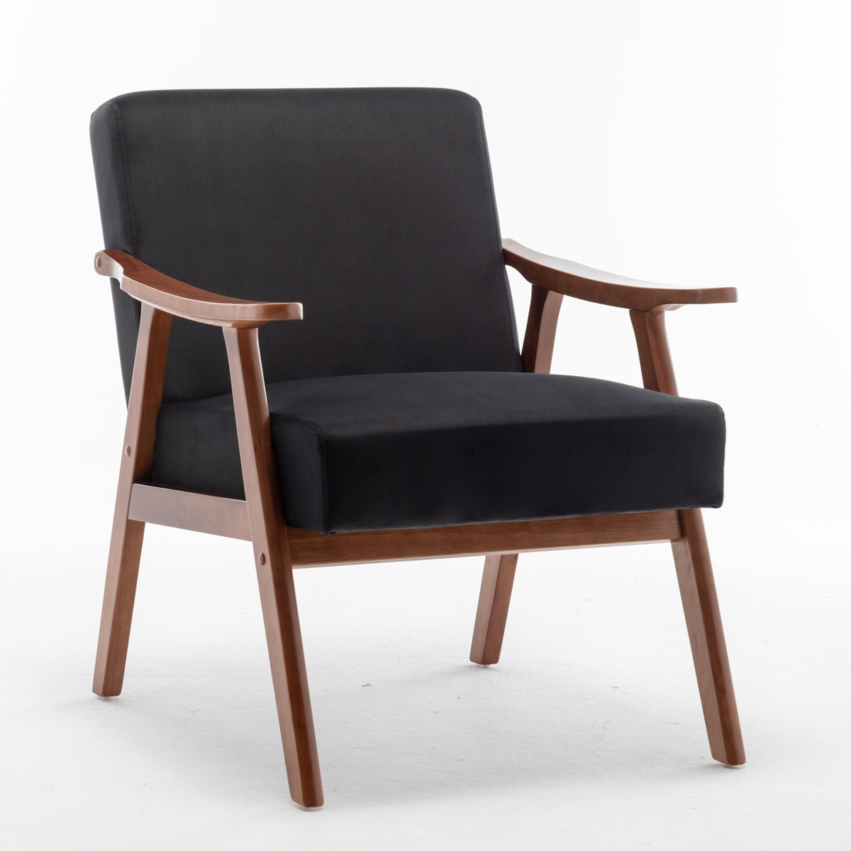 Black Velvet Wingback Accent Chair