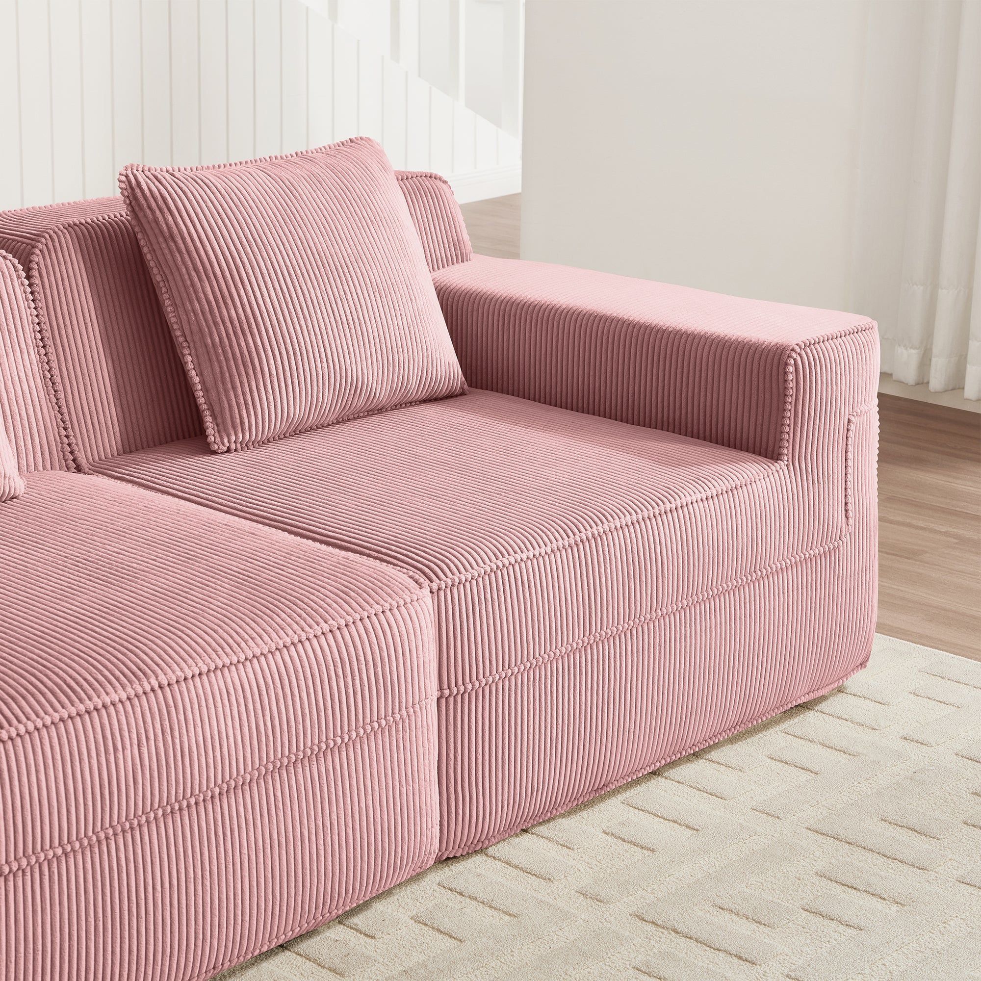 Hudson 4-Seat Boneless Couch in Pink #Color_Pink
