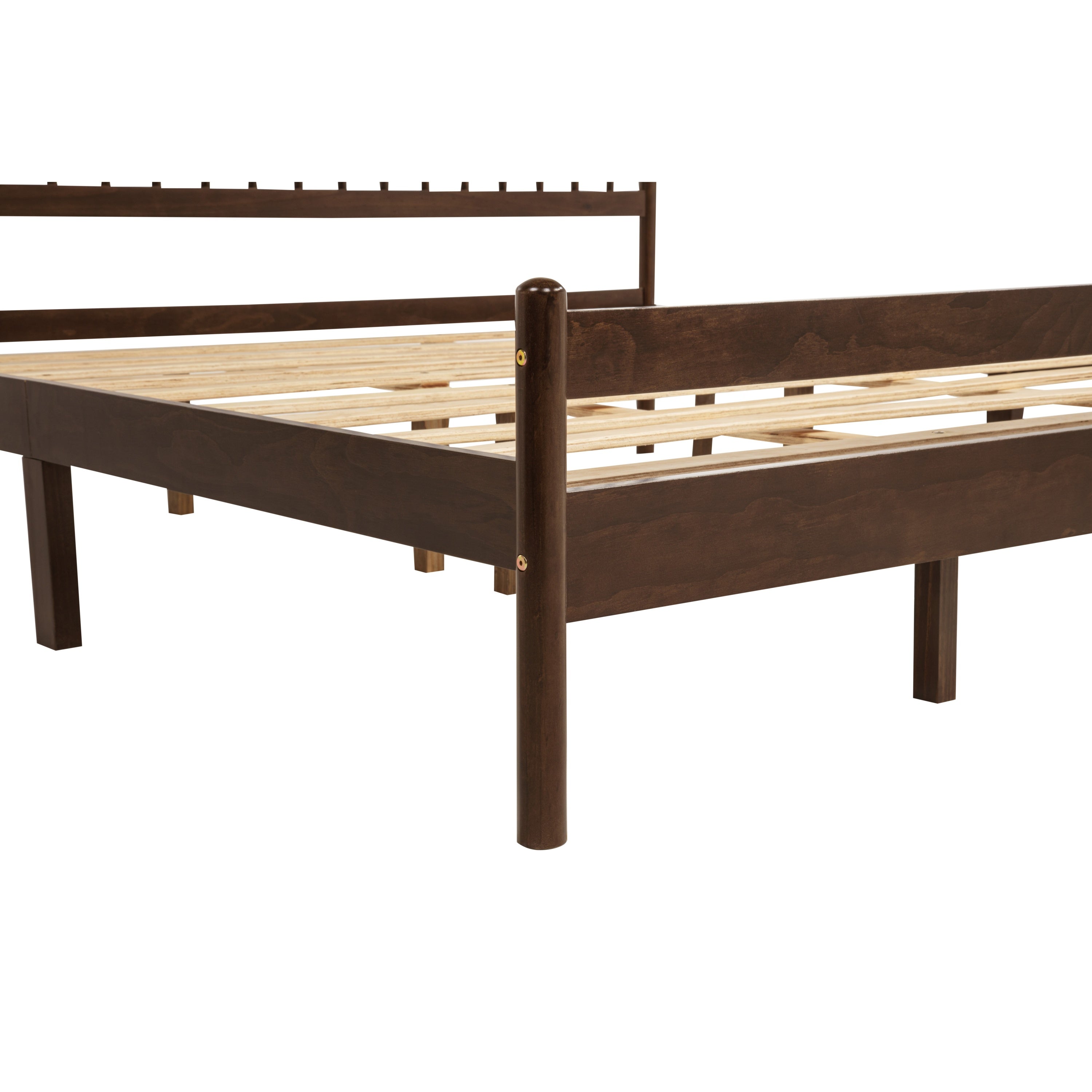 Bare walnut frame, headboard and footboard both visible