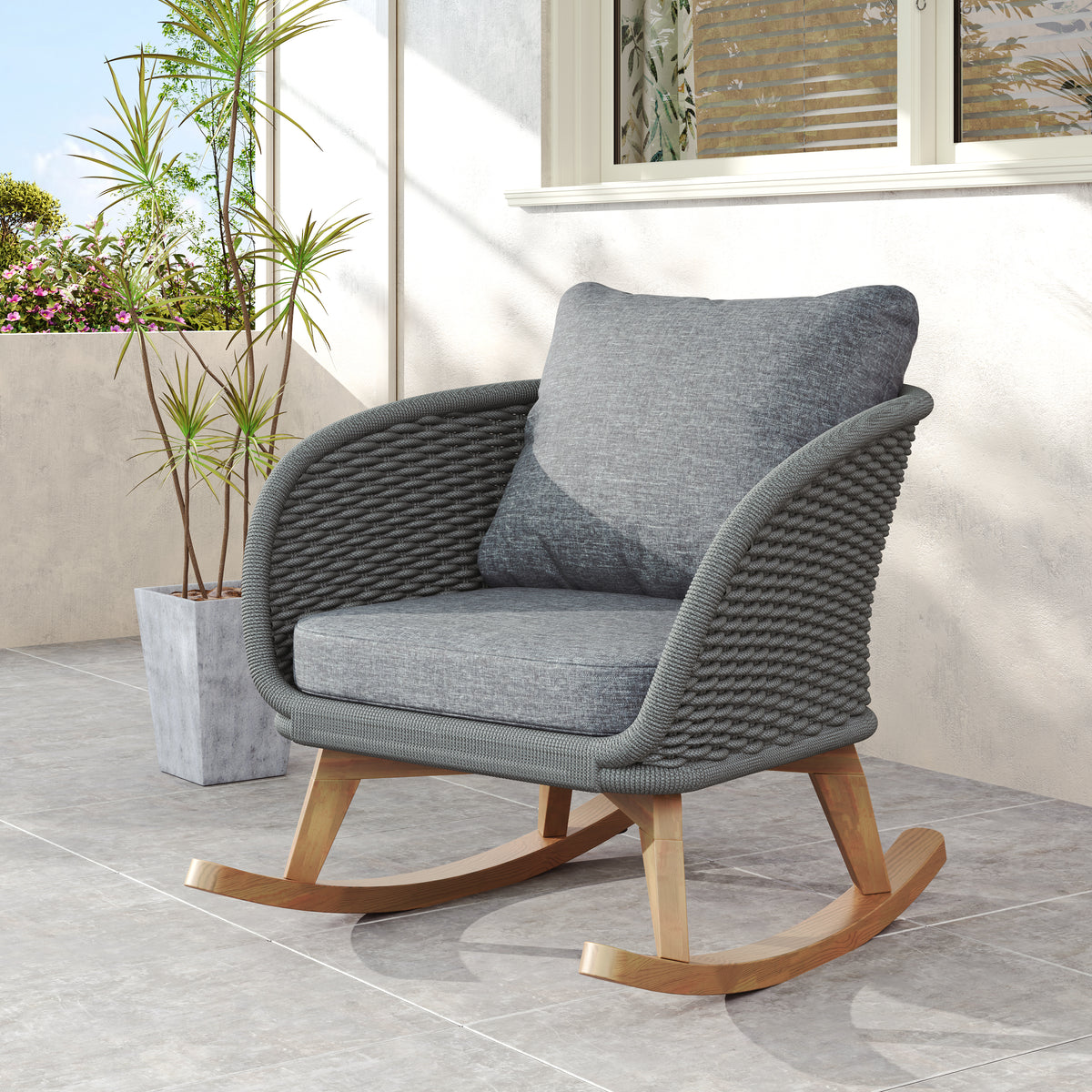 Gray Rocking Chair, 29.5 in Wide