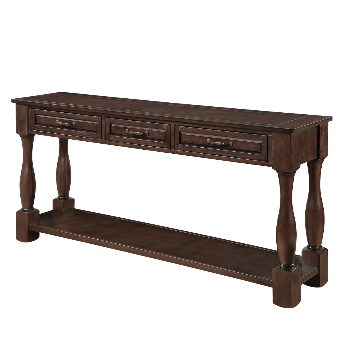 Espresso Entryway Console Table, 3 Drawers, 60 in Wide