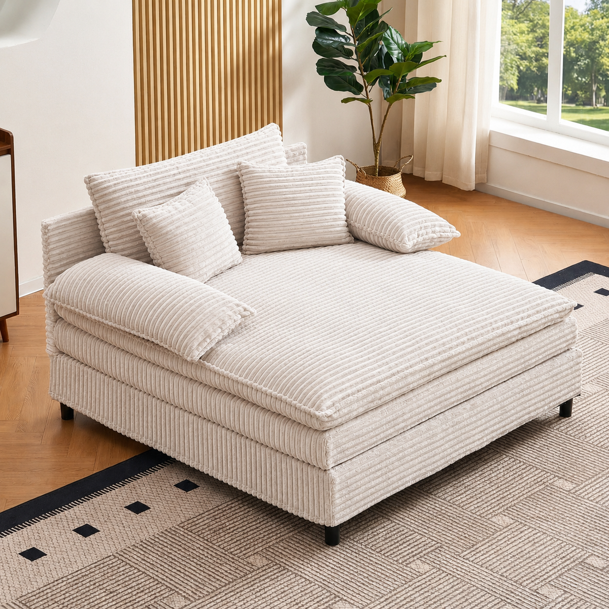 Beige Chaise Lounge Chair, Reclining