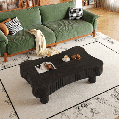 Black Fluted Lift-Top Coffee Table, 42.5 in