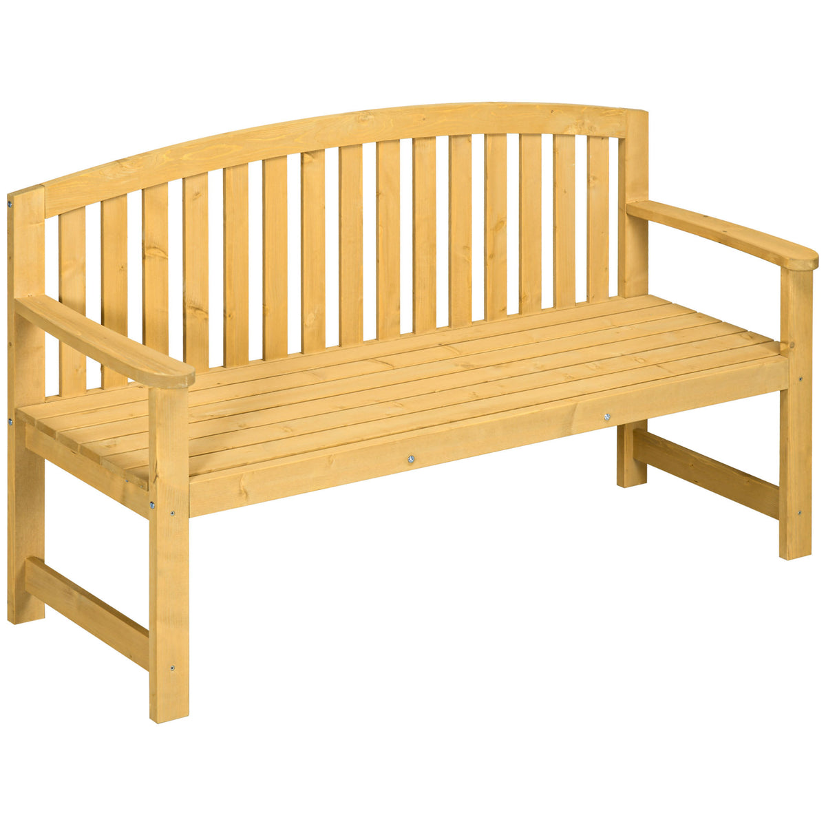 Natural Solid Wood Outdoor Bench, 56.3 in Wide