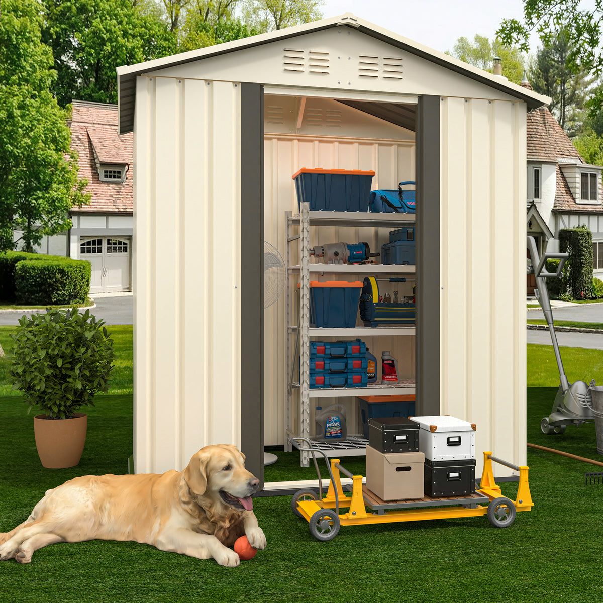 3x5 ft Cream White Aluminum Storage Shed