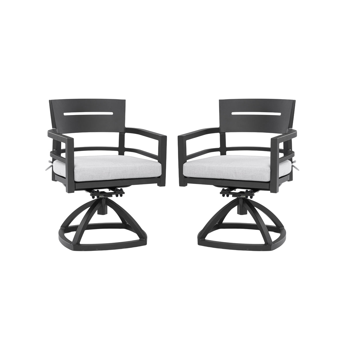Black Aluminum Outdoor Rocking Chair with Cushions, Set of 2