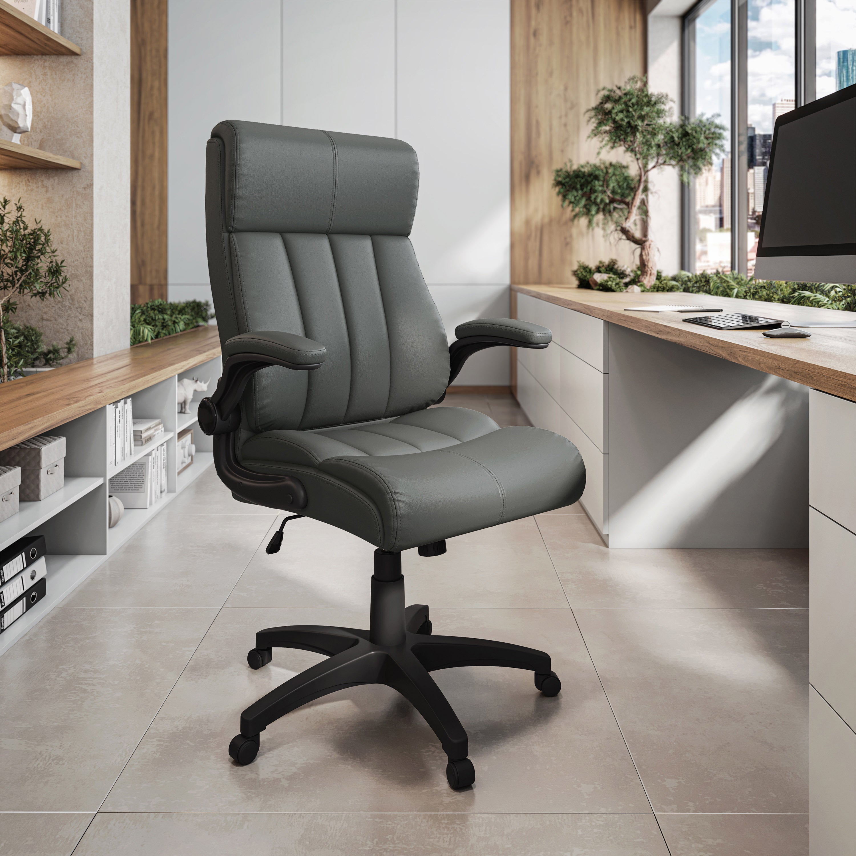 Ergonomic Height Adjustable Office Chair with Lock, 28.8 in, Grey